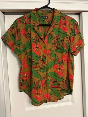 Toad & Co Camp Cove Shirt Women’s M Green Kelp Aloha Button Up Tropical Outdoor